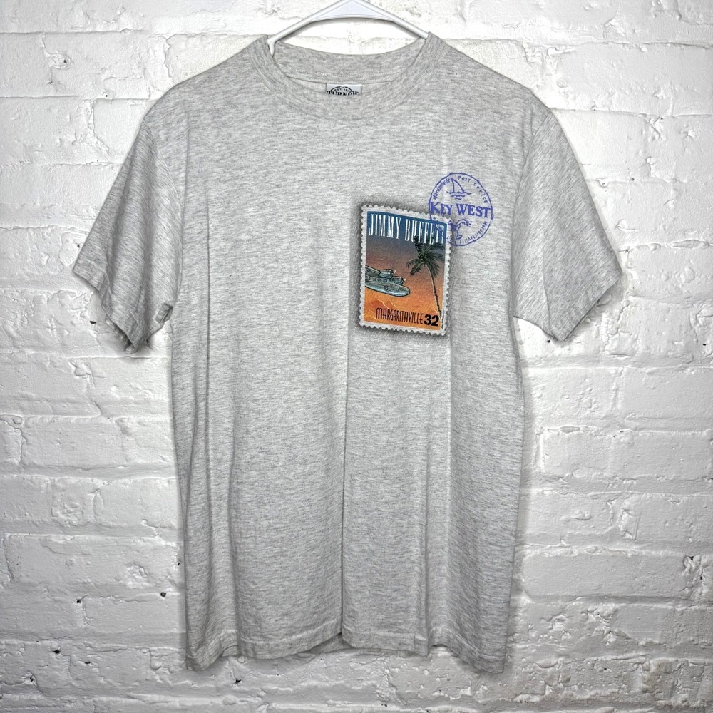 VTG Jimmy‎ Buffett Margaritaville Key West Parrot Shirt Size Medium Gray
